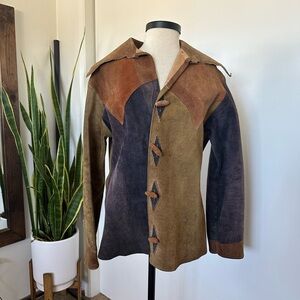 Women’s one of a kind 1970s Multicolor Patchwork Suede Jacket
